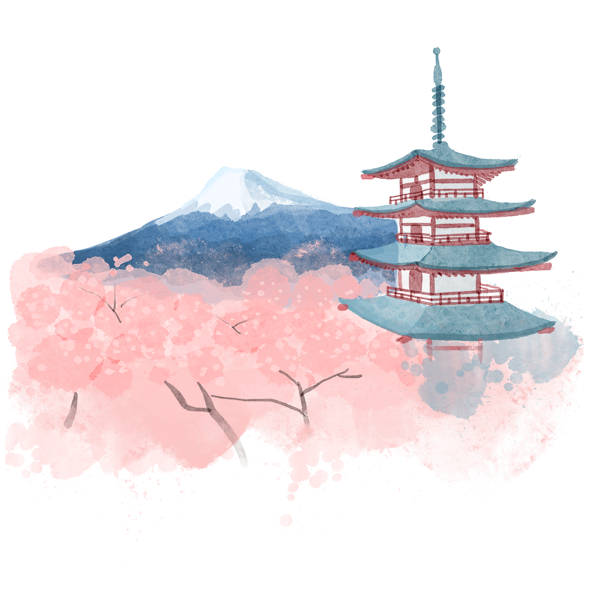 Pngtree_mount_fuji_sakura_watercolor_style_6684521.png